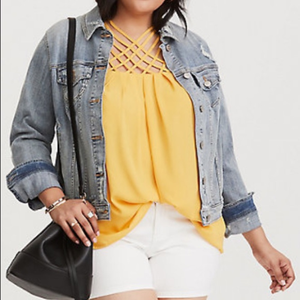 Torrid Yellow Strappy Georgette Tank